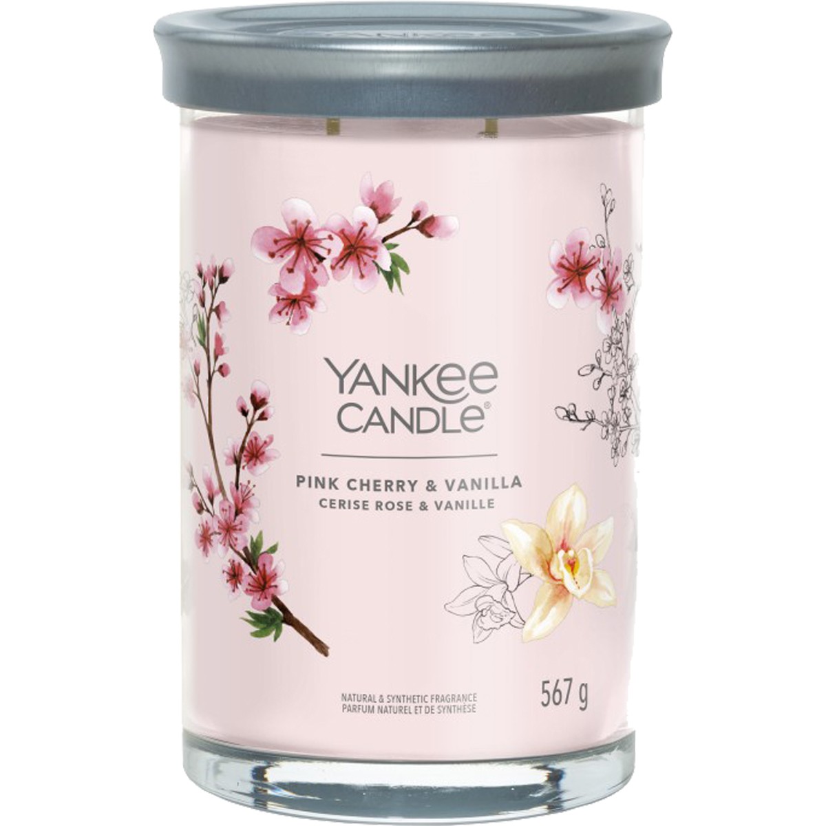 Bougie gobelet - Cerise rose & vanille - Grand modèle - 567 g