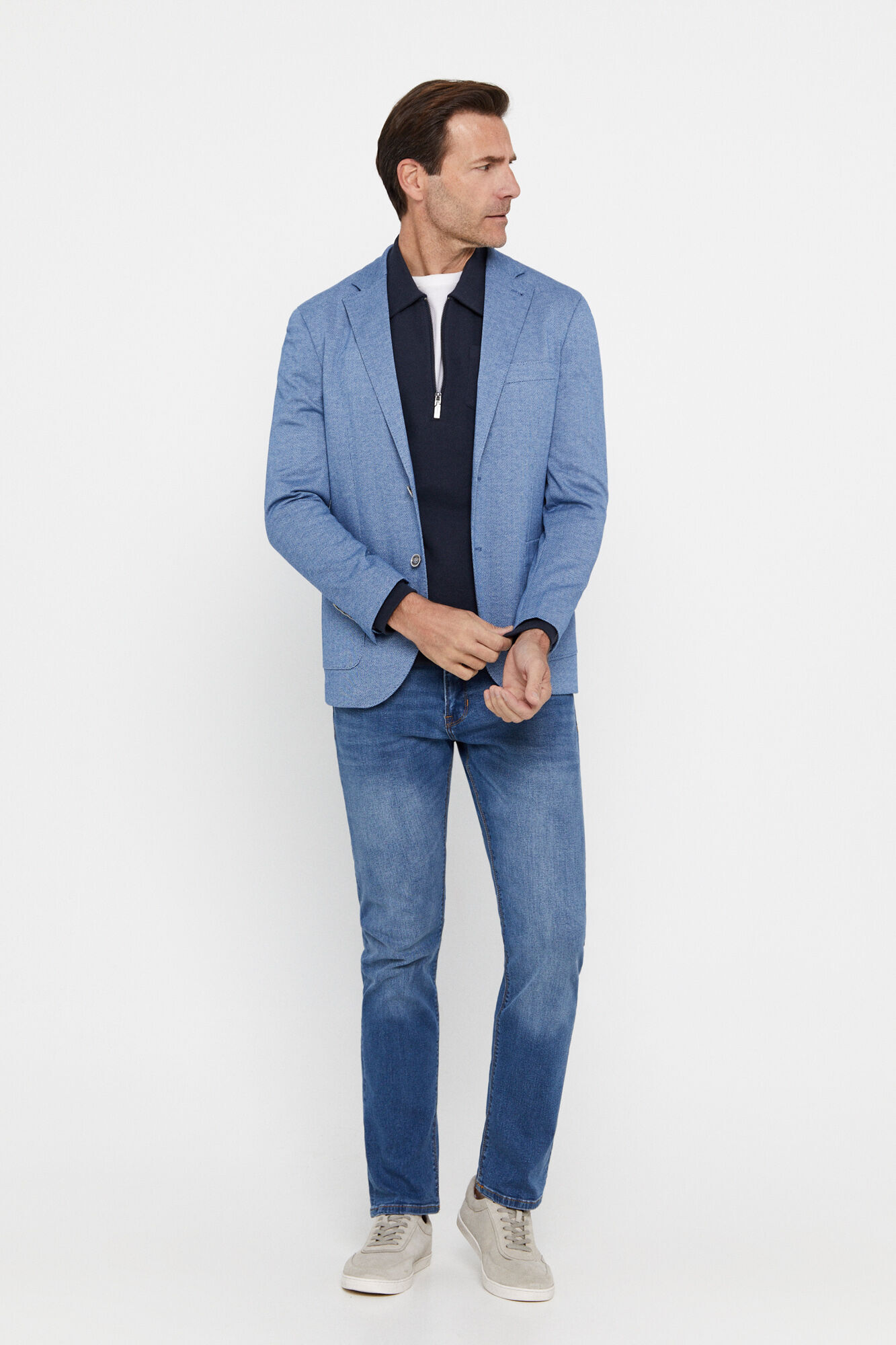 Blazer de malha espinha de peixe - Azul