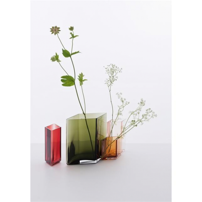 Iittala Ruutu vaas glas 11,5x20,5 mosgroen