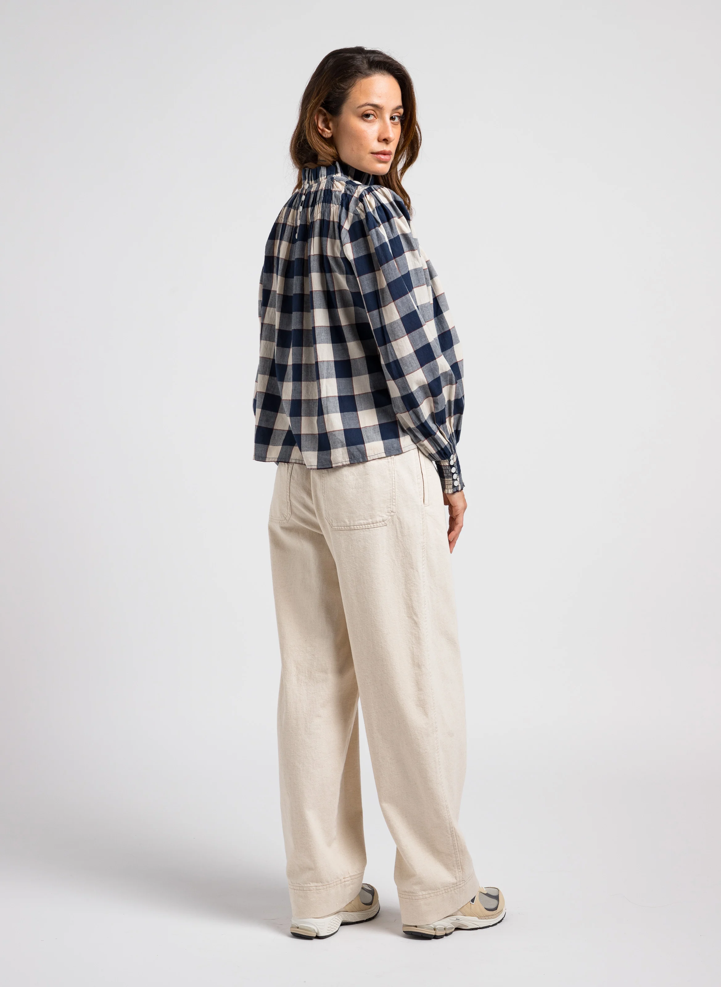 TISSAM - Blouse col rond en coton | Bleu