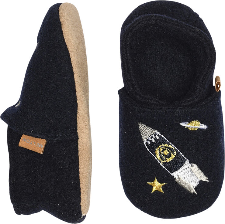 Melton Space wool slippers Marine
