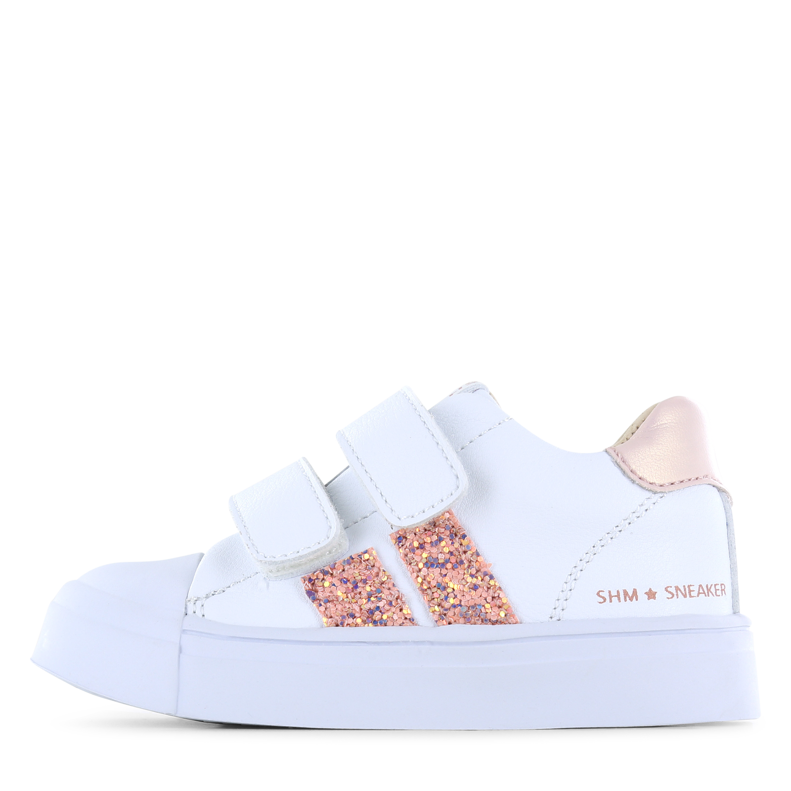Shoesme witte sneaker met roze glitters Microfiber leer | Meisjes schoenen