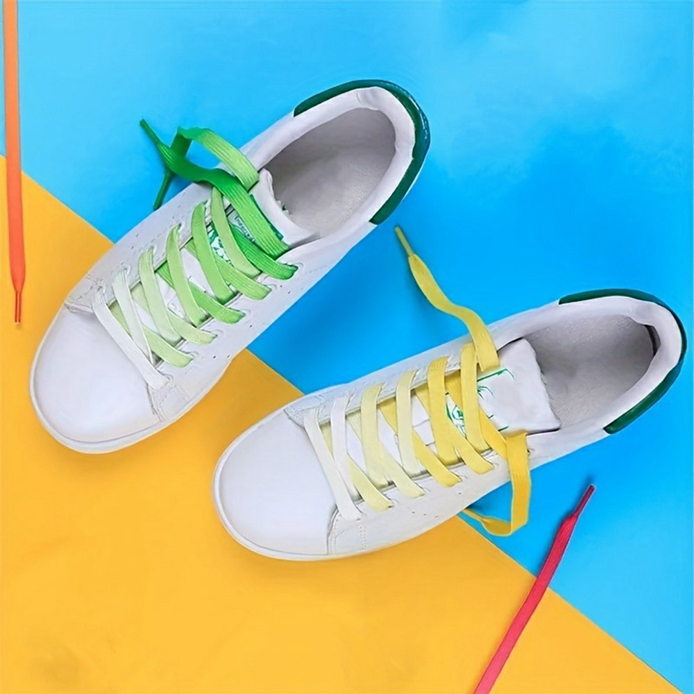 (1 Paar) 95cm Flache Schnürsenkel Klassische Sneaker Schuhbändel mit Farbverlauf - Rosa