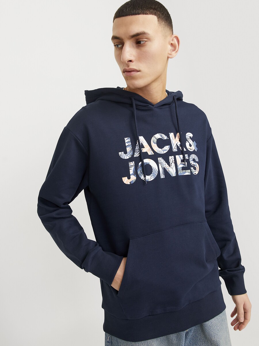JACK & JONES<br>Moletom com capuz e logo Relaxado