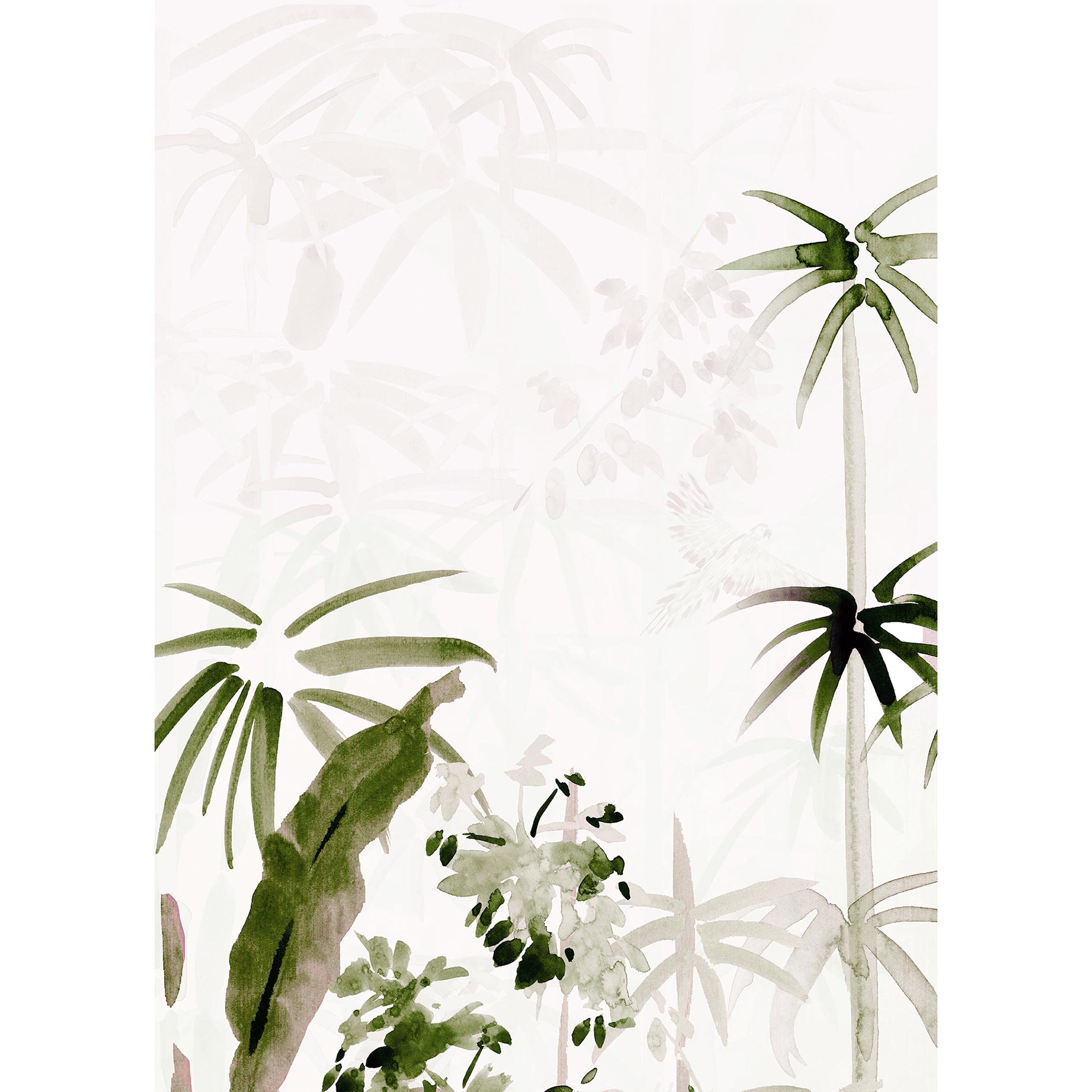 Wandbild BAMBOO DRAWING - grün-weiß - 50x70 cm