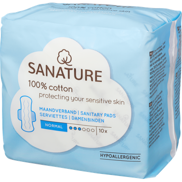 Sanature 100% Katoenen Maandverband Normaal 10 Stuks