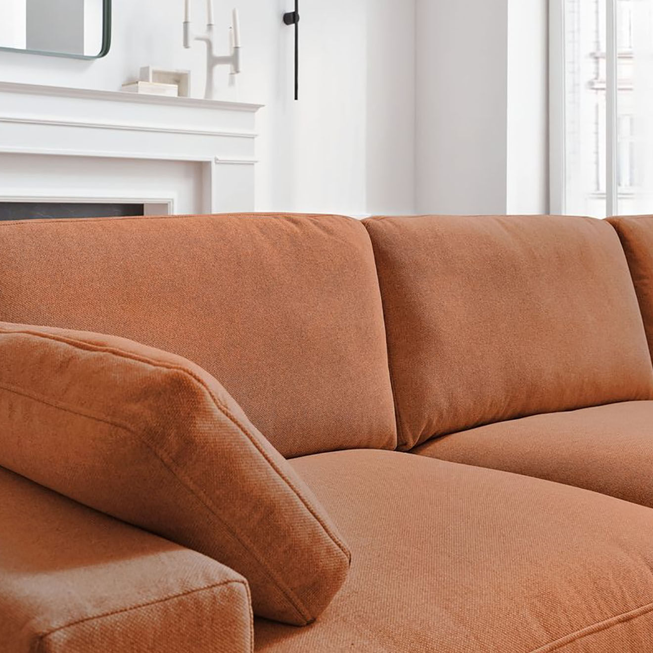 Bobochic Canapé droit fixe 4 places Belair orange - 280x93x80 cm