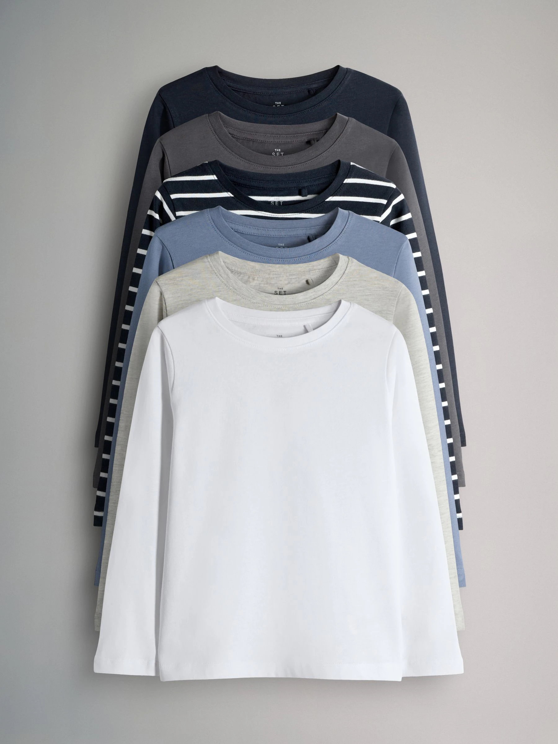 Navy/Grey/Blue/Grey Marl/White - The Set 6 Pack Regular Cotton T-Shirts