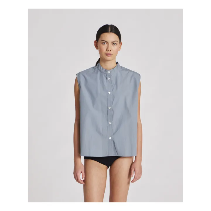 GAI+LISVA Top Elisa Popeline de Coton Bio | Gris bleuté