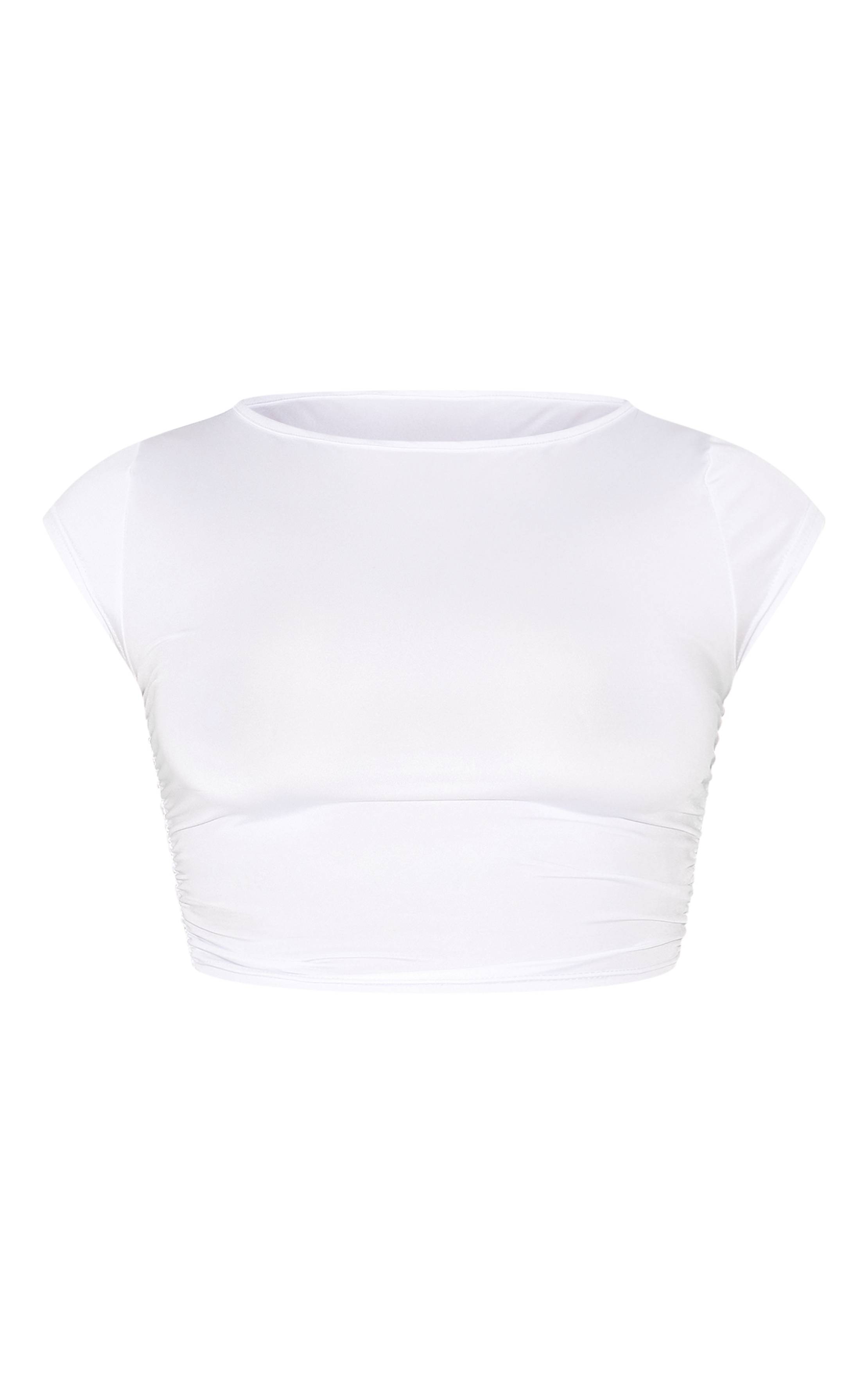 Blanc T-shirt Shape Slinky À Fronces Latérales