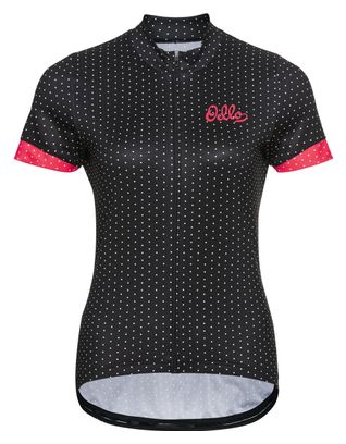 Maillot Manches Courtes Femme Odlo Essential Print Noir / Rose