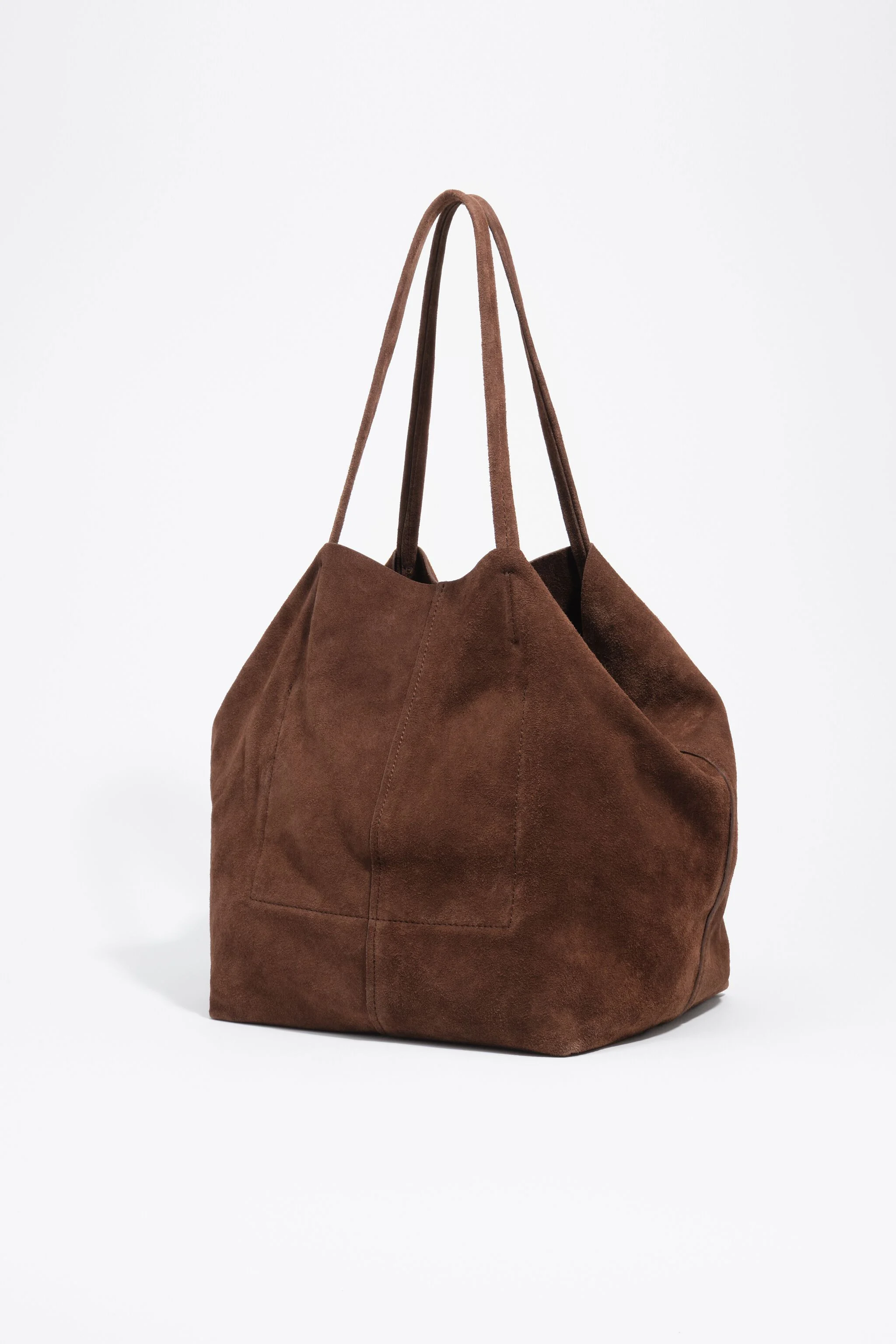 Bolsa maxi shopper em camurça cor café
