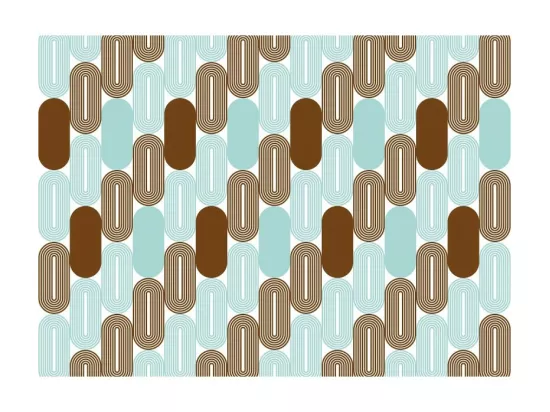 Chariot pliant à roulettes, desserte - Structure métallique blanche, 2 niveaux en stratifié motif Ovales, Turquoise et marron - 72*66*43 cm - BAUHAUS