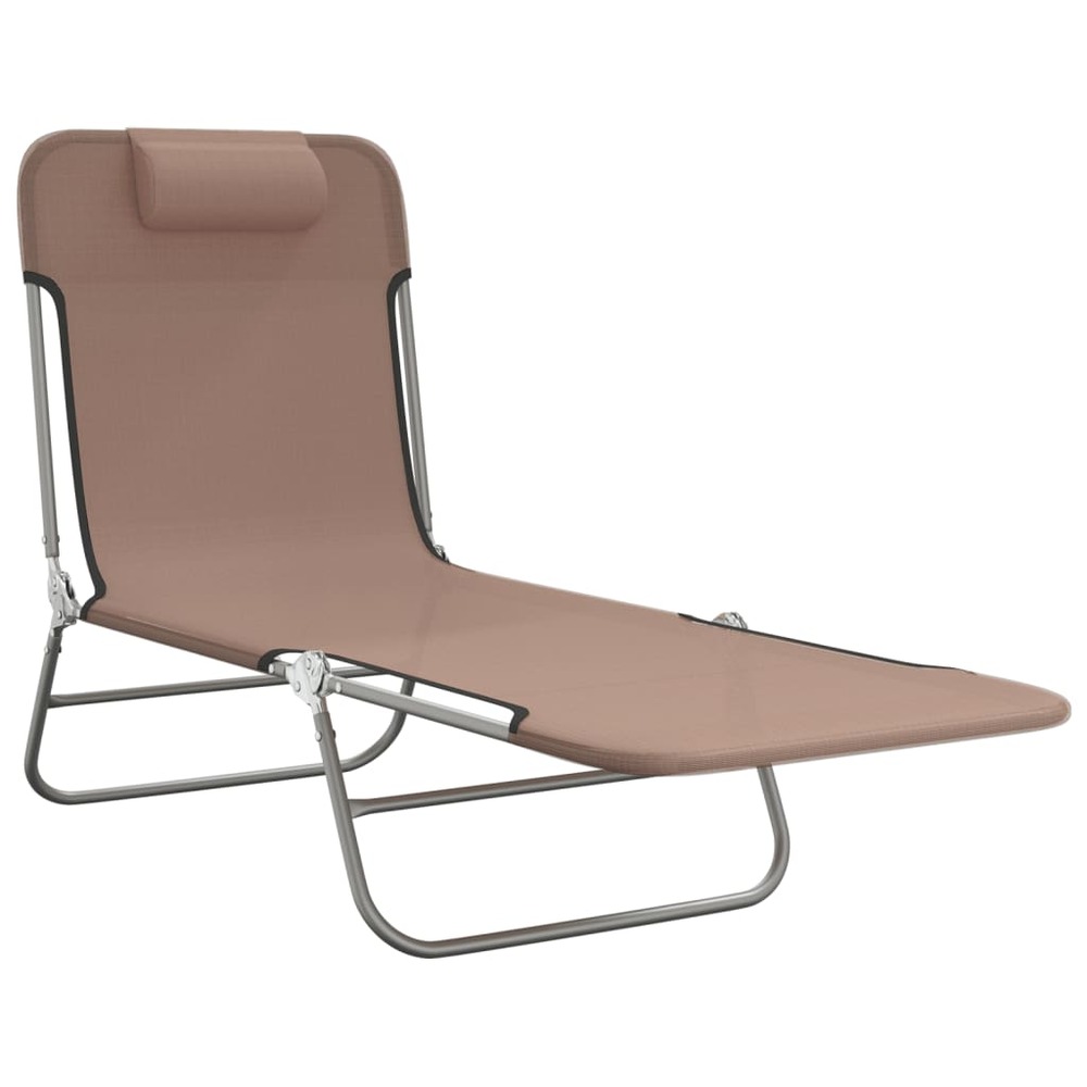Chaises longues pliables 2 pcs marron textilène et acier
