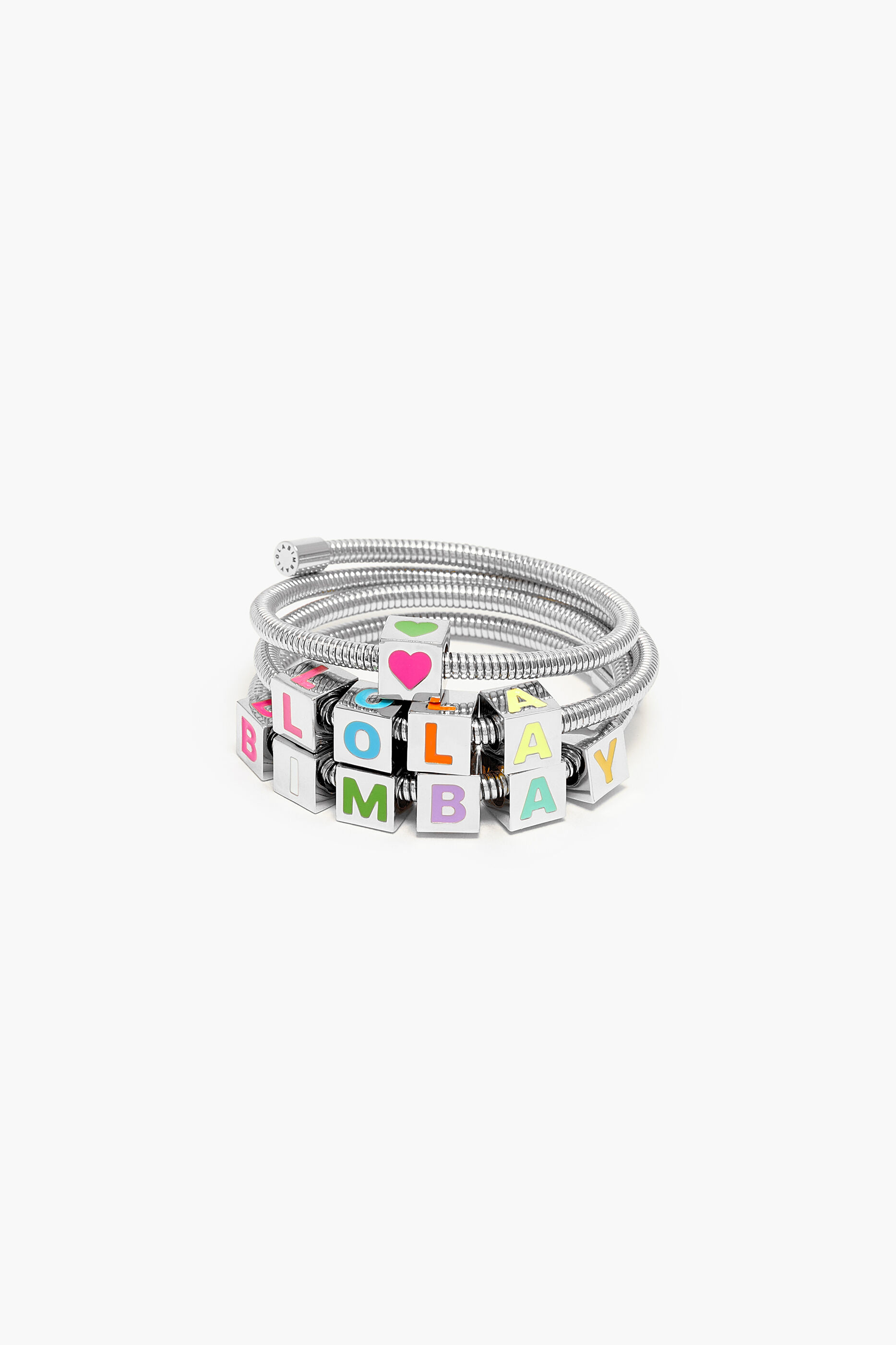 Pulseira de mola com logotipo prateado