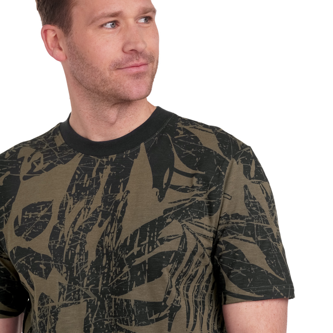 VanVaan Herren T-Shirt mit Allover-Print dunkeloliv