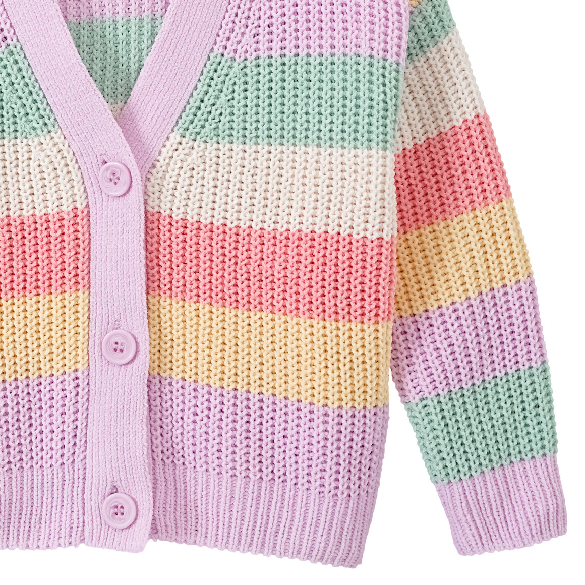 Topolino Mädchen Strickjacke mit Blockstreifen rosa / gelb / grün
