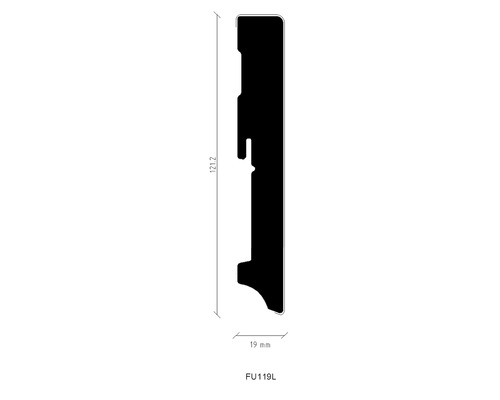 MDF plint, wit geprepareerd, 18 x 120 x 2400 mm