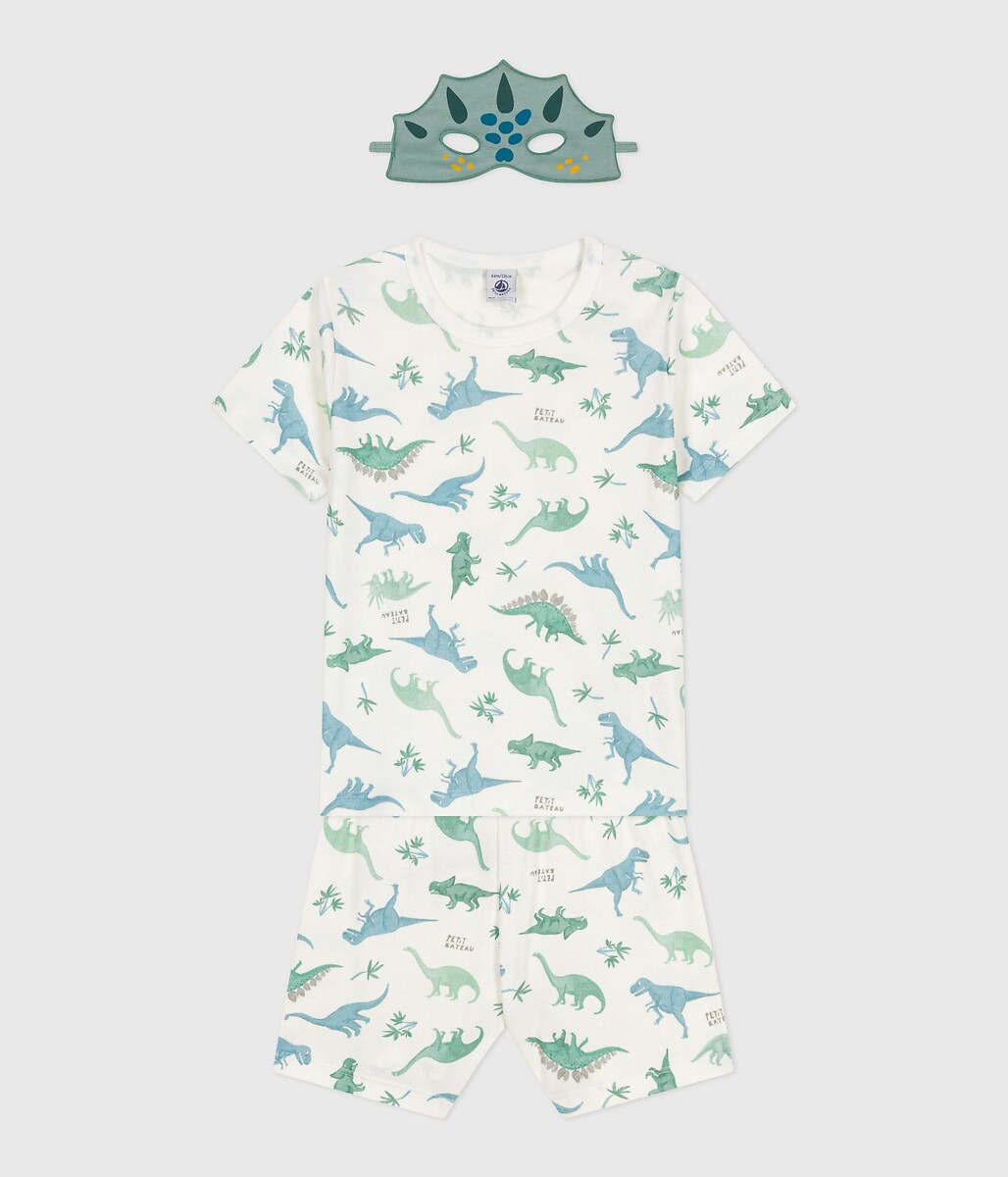 PETIT BATEAU<br>Shorts de pijama de algodão com estampa de dinossauro