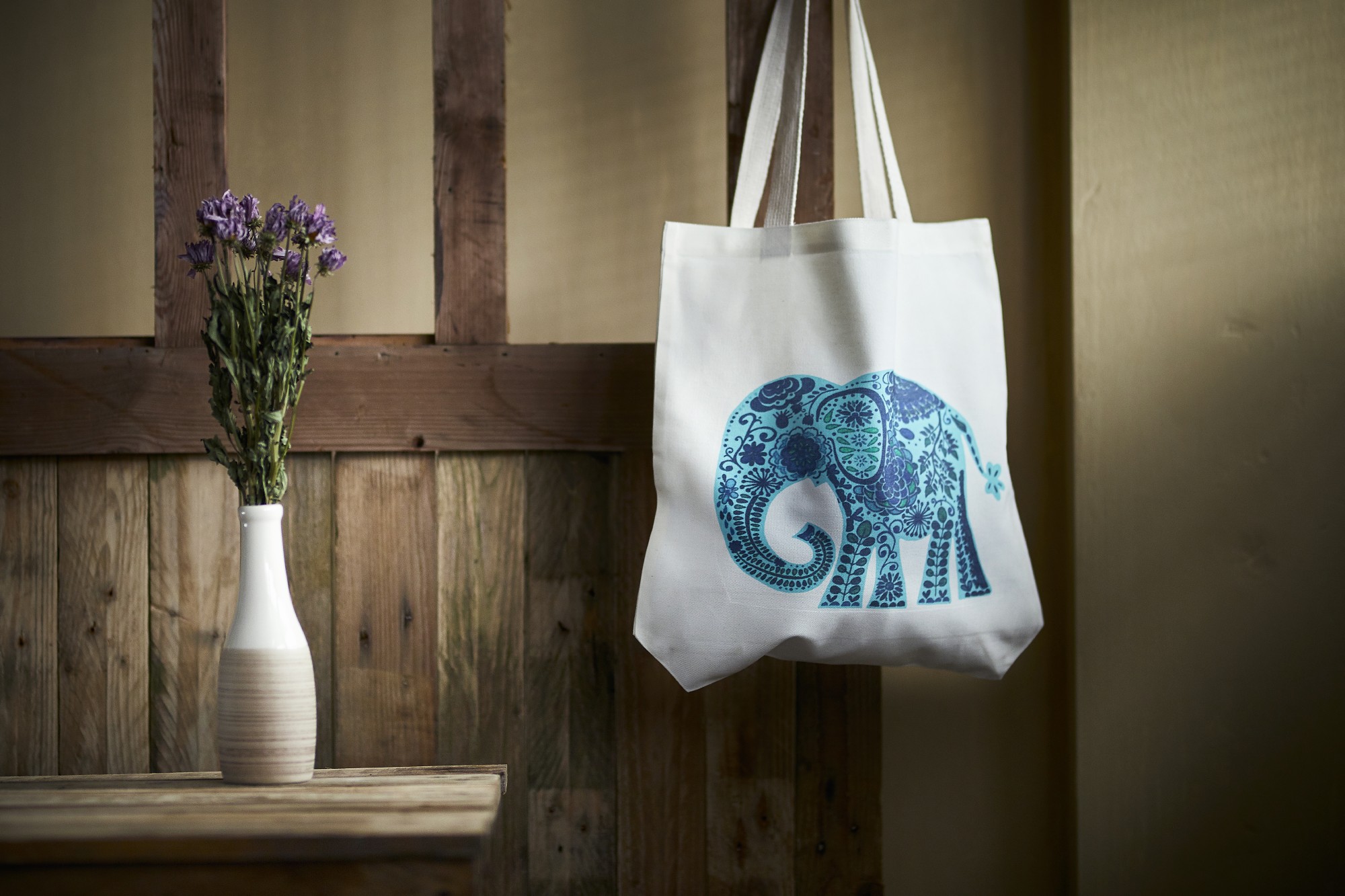 Stoffbeutel Elefant, weiß, türkis, L 40 cm, B 9 cm, H 40 cm günstig bestellen