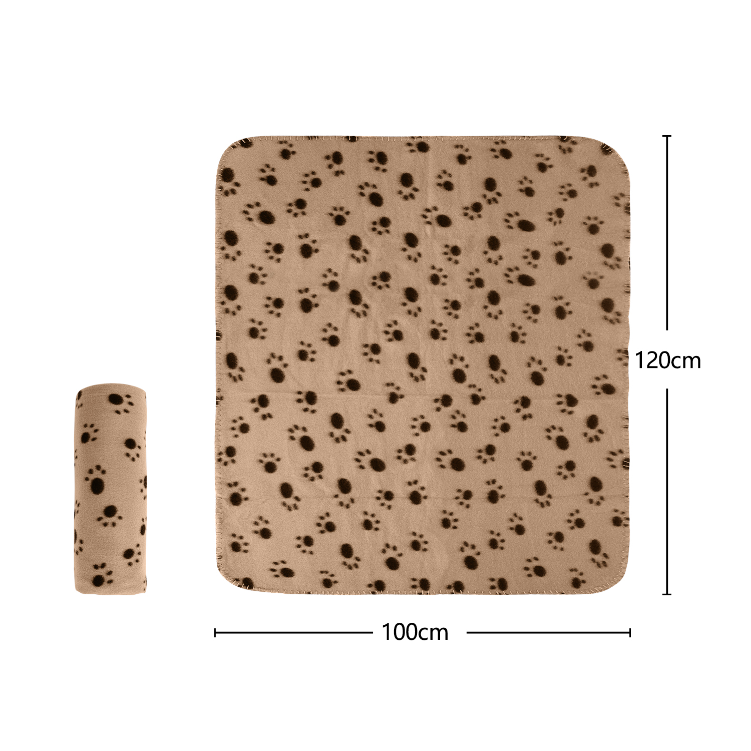 Nobleza – Conjunto de 6 Cobertores de Pelúcia Macia para Cães, Gatos e Outros Animais de Estimação. Laváveis. Bege, 120*100 cm