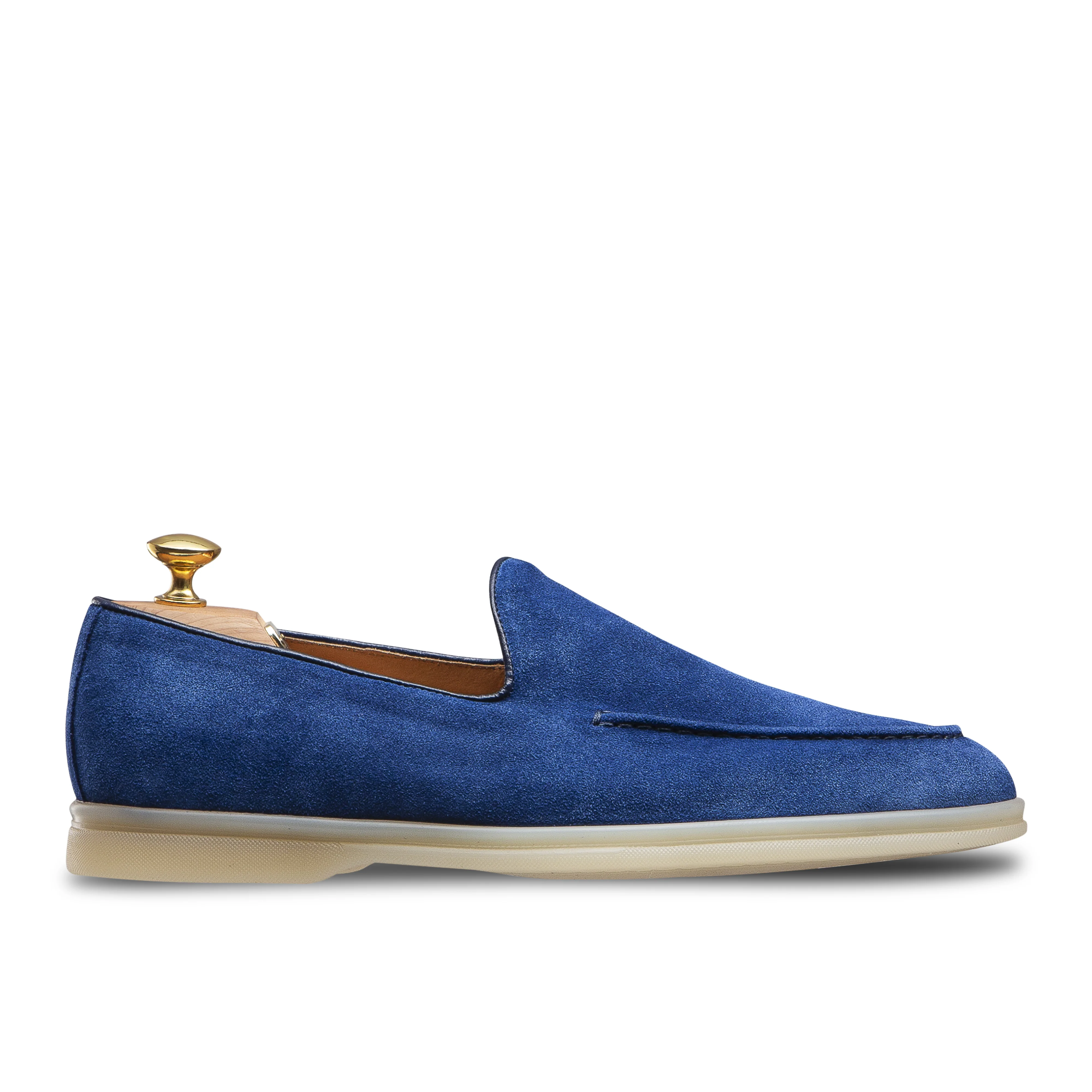 Mocassin d'été veau velours bleu semelle gomme Sienne 398