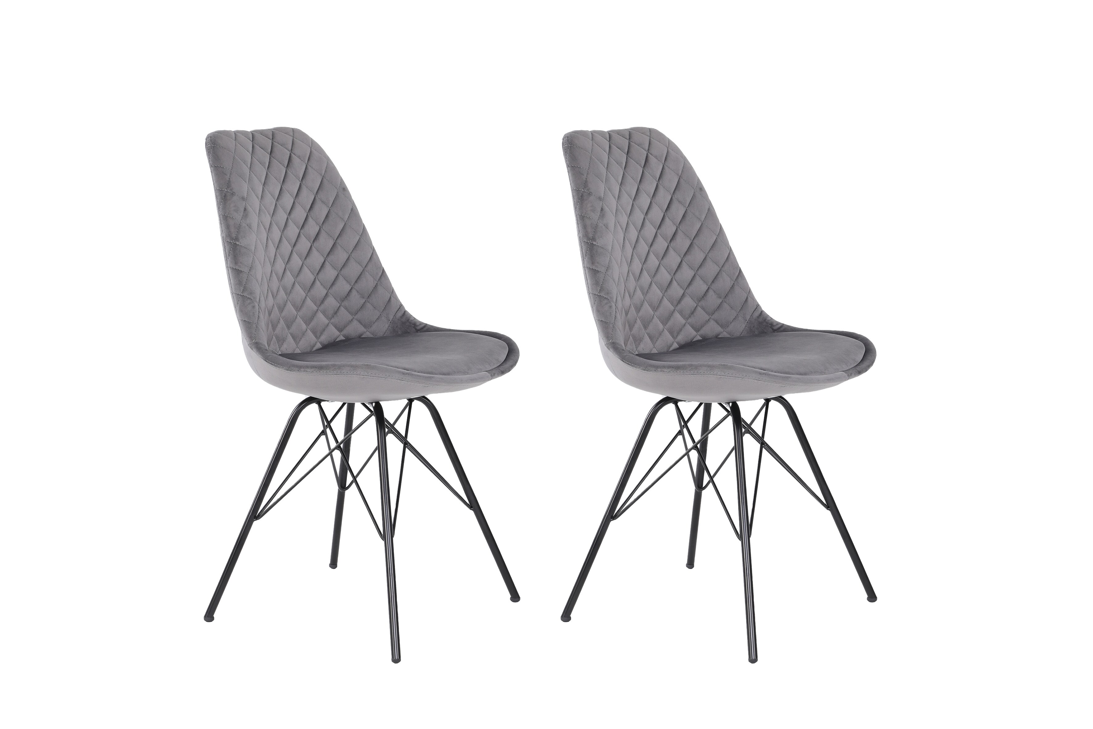 byLIVING Esszimmerstuhl RICA, 2-er Set, Samtbezug grau, Gestell Metall schwarz
