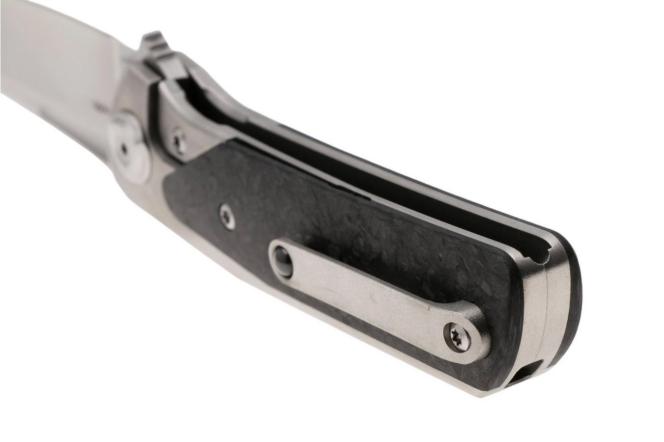 Liong Mah Warrior 3 Bead Blasted Böhler M390, Titanium Marbled Carbonfiber Inlay, zakmes
