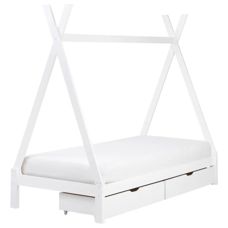 DEVAY - Kinderbed met opbergruimte - Wit - 90 x 200 cm - Grenenhout
