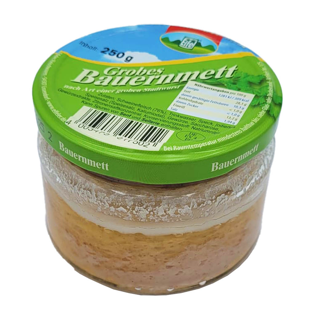 Gutes aus der Eifel Grobes Eifeler Bauernmett nach Hausmacher Art 250g MHD:17.9.26