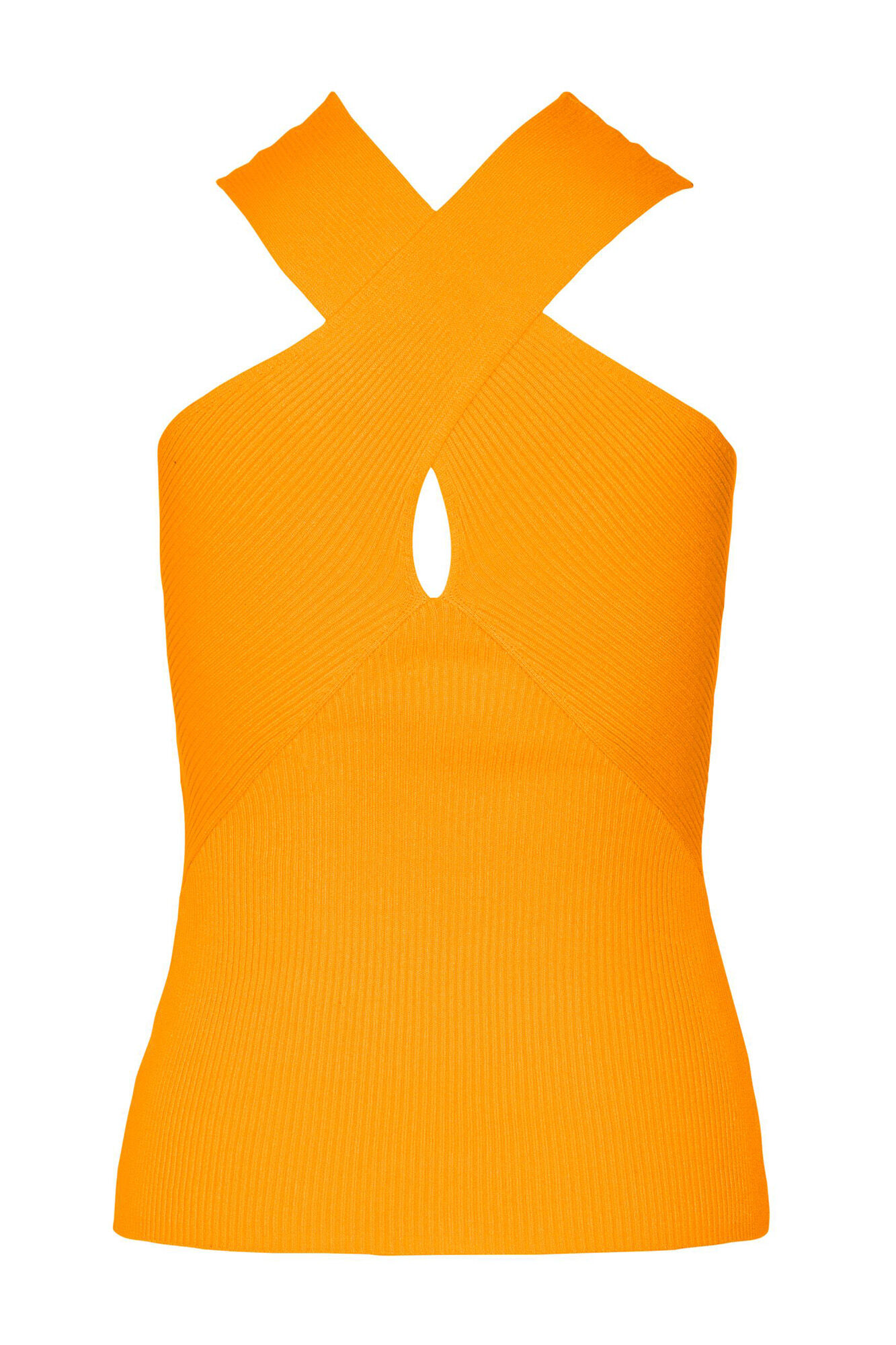 Blusa de tricô com decote transpassado - Laranja