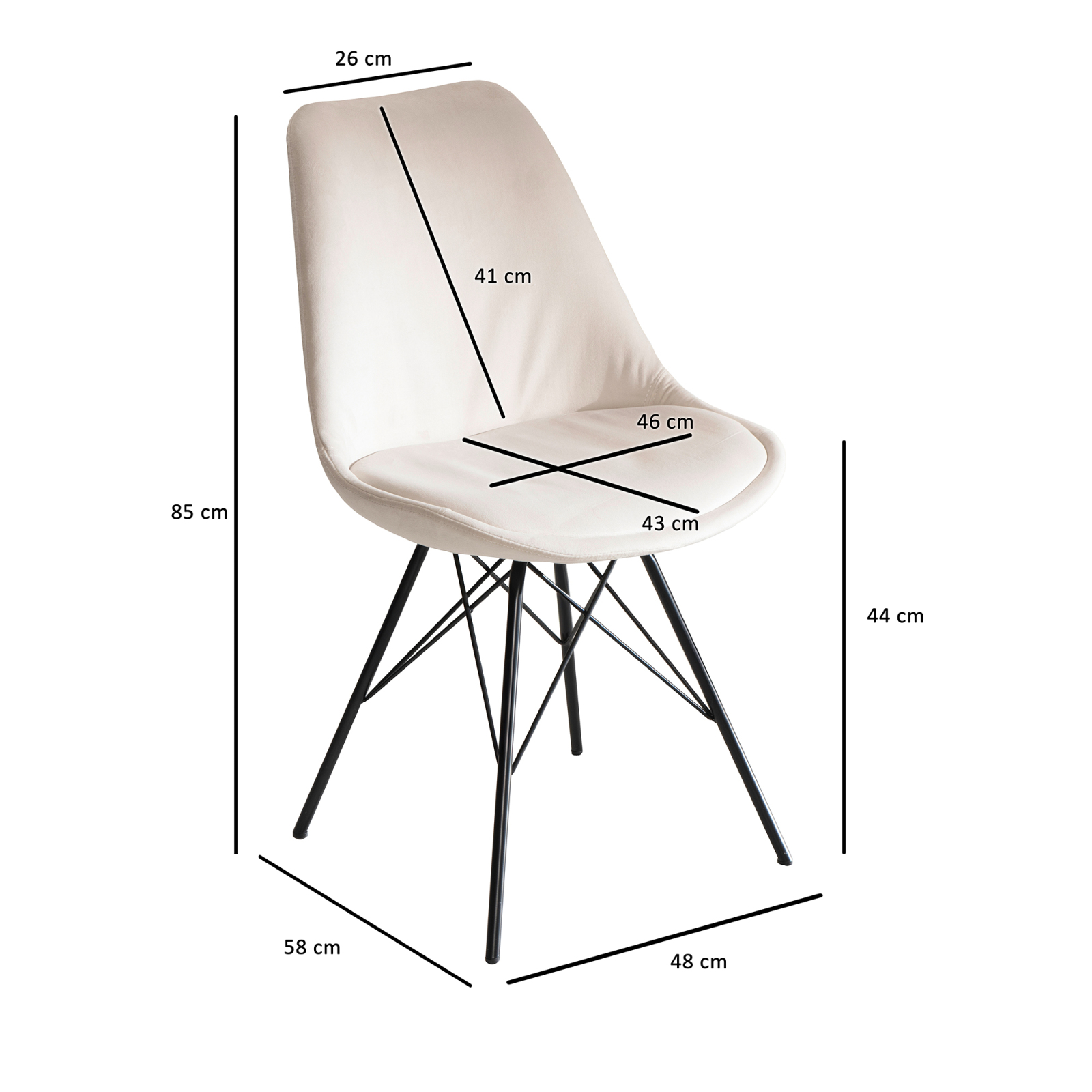 2er-Set Polsterstühle - beige - Samt