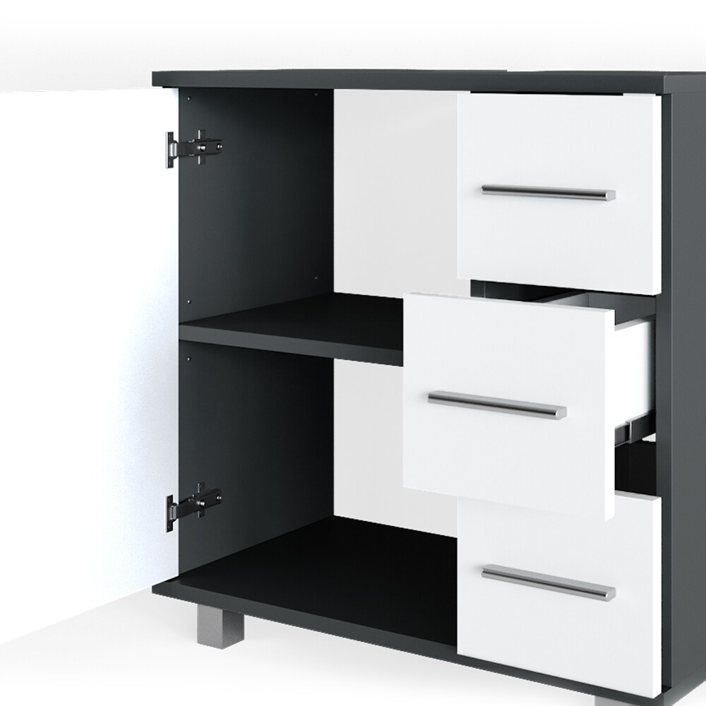 Vicco Waschtischunterschrank Ilias Badschrank Badezimmerschrank Waschbeckenunterschrank Unterstellschrank Weiß Anthrazit