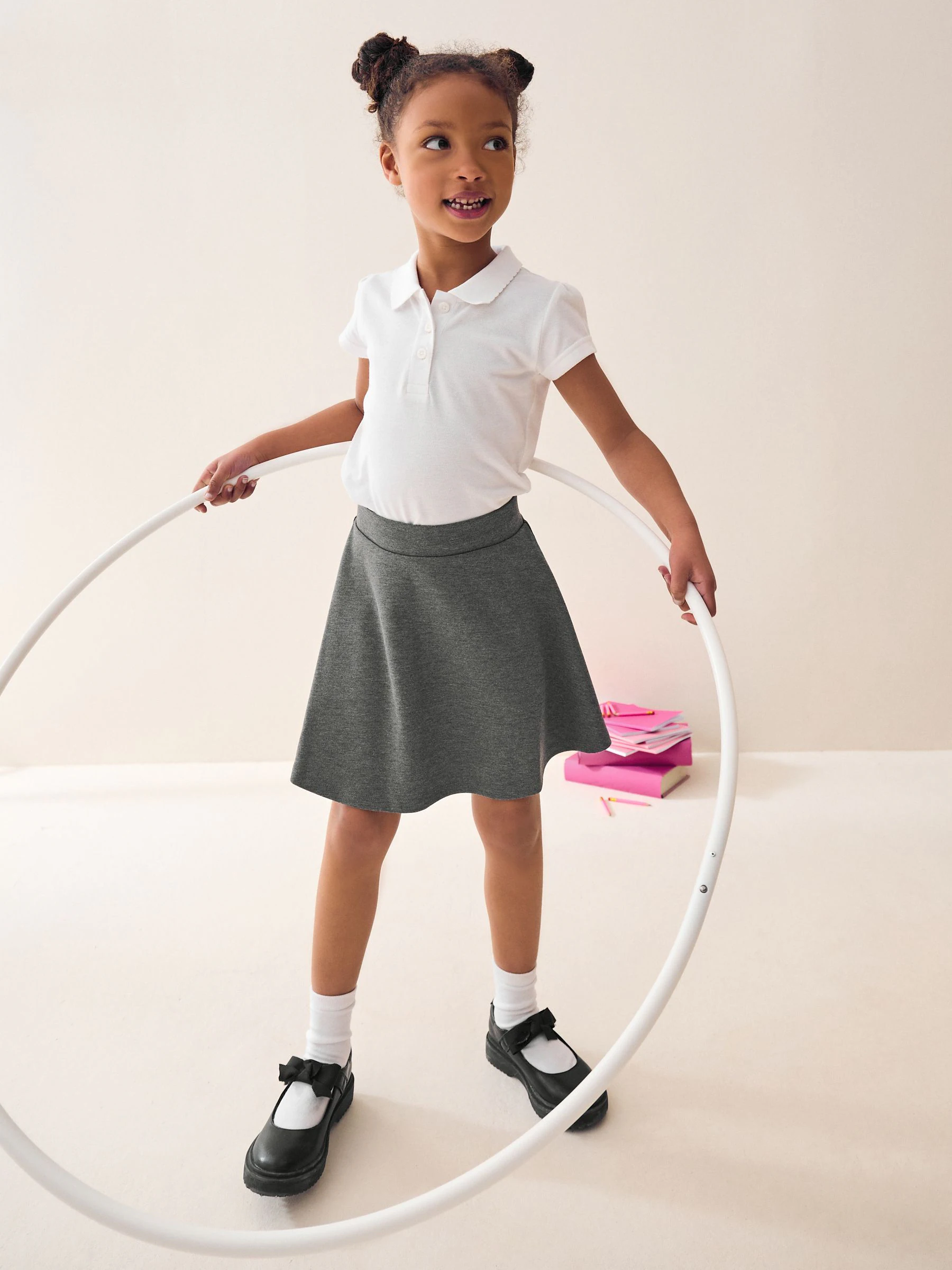 Grijs - Aantrekskirt voor school met jersey stretch (3-17jr)