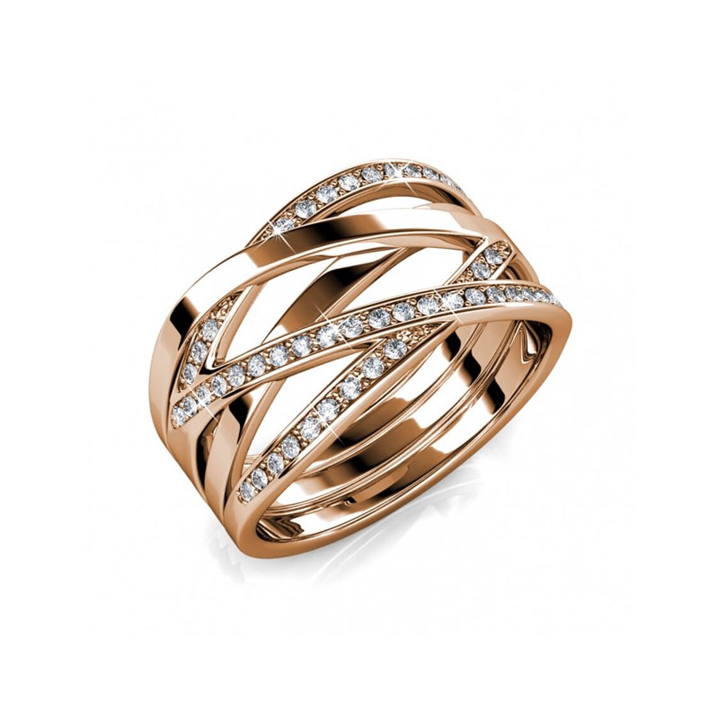 Bague Criss Cross - Or Rosé et Cristal