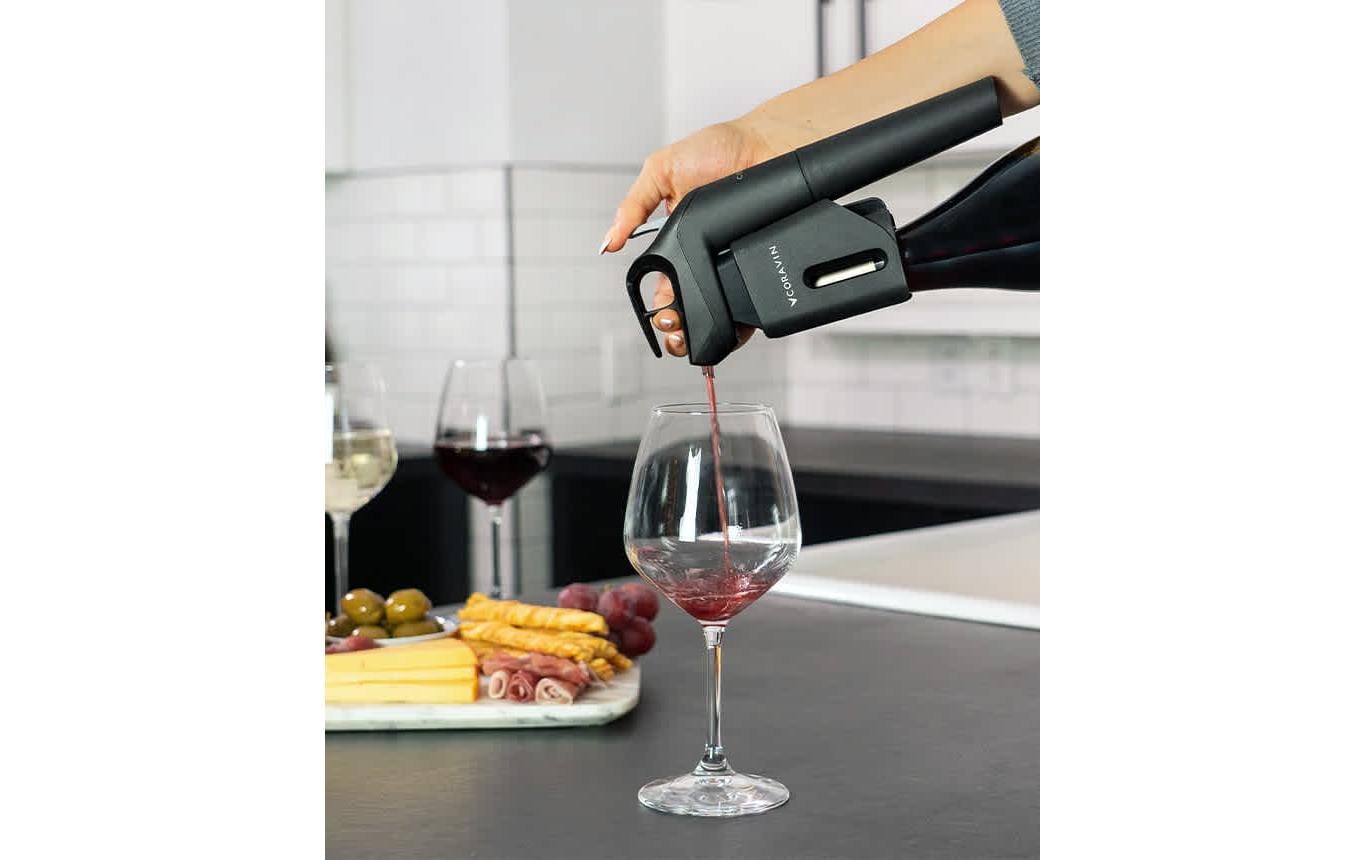 Weinausgiesser Timeless Three + 1 Stück, Schwarz<br>Wein-Set