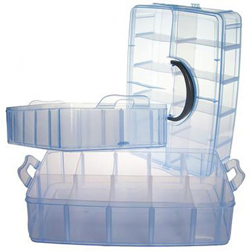 Boite de rangement plastique 30 compartiments Bleu