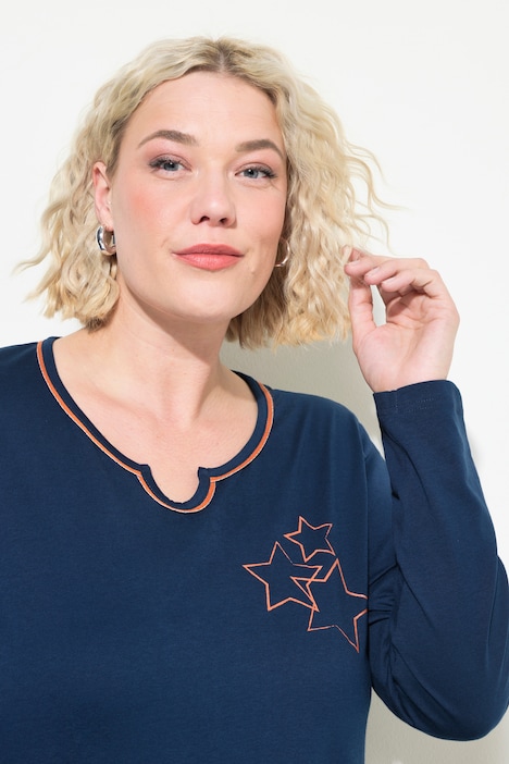 Pyjama, Sterne, Tunika-Ausschnitt, Langarm