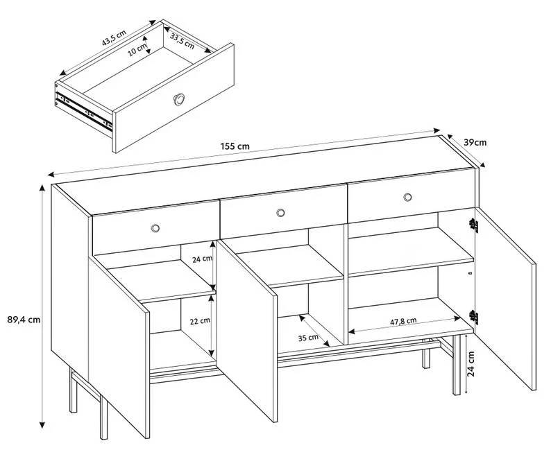 by fonQ Scandiva Dressoir 3-deurs - Greige