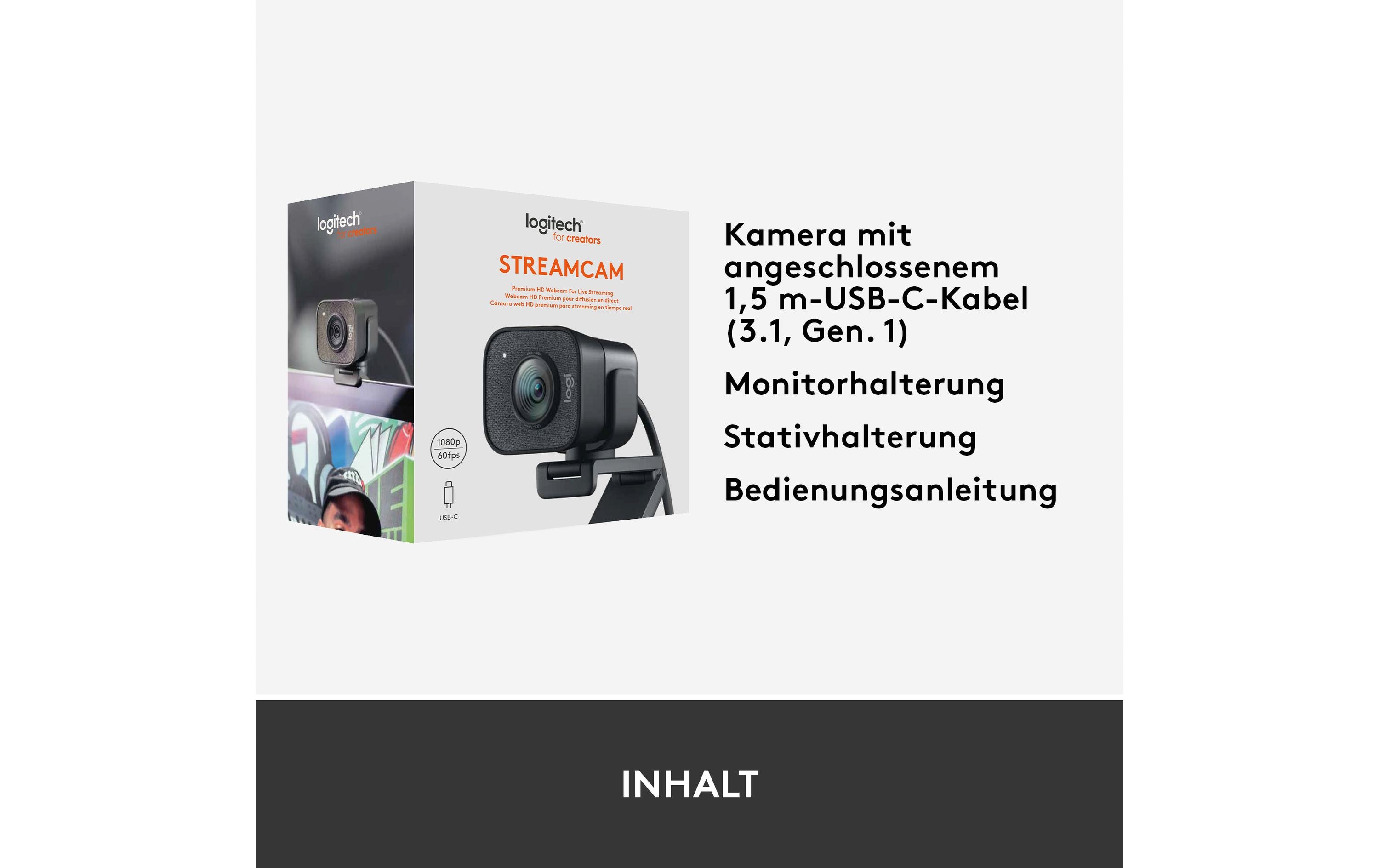 Webcam StreamCam GrafitFull-HD Streaming Webcam mit USB-C Anbindung