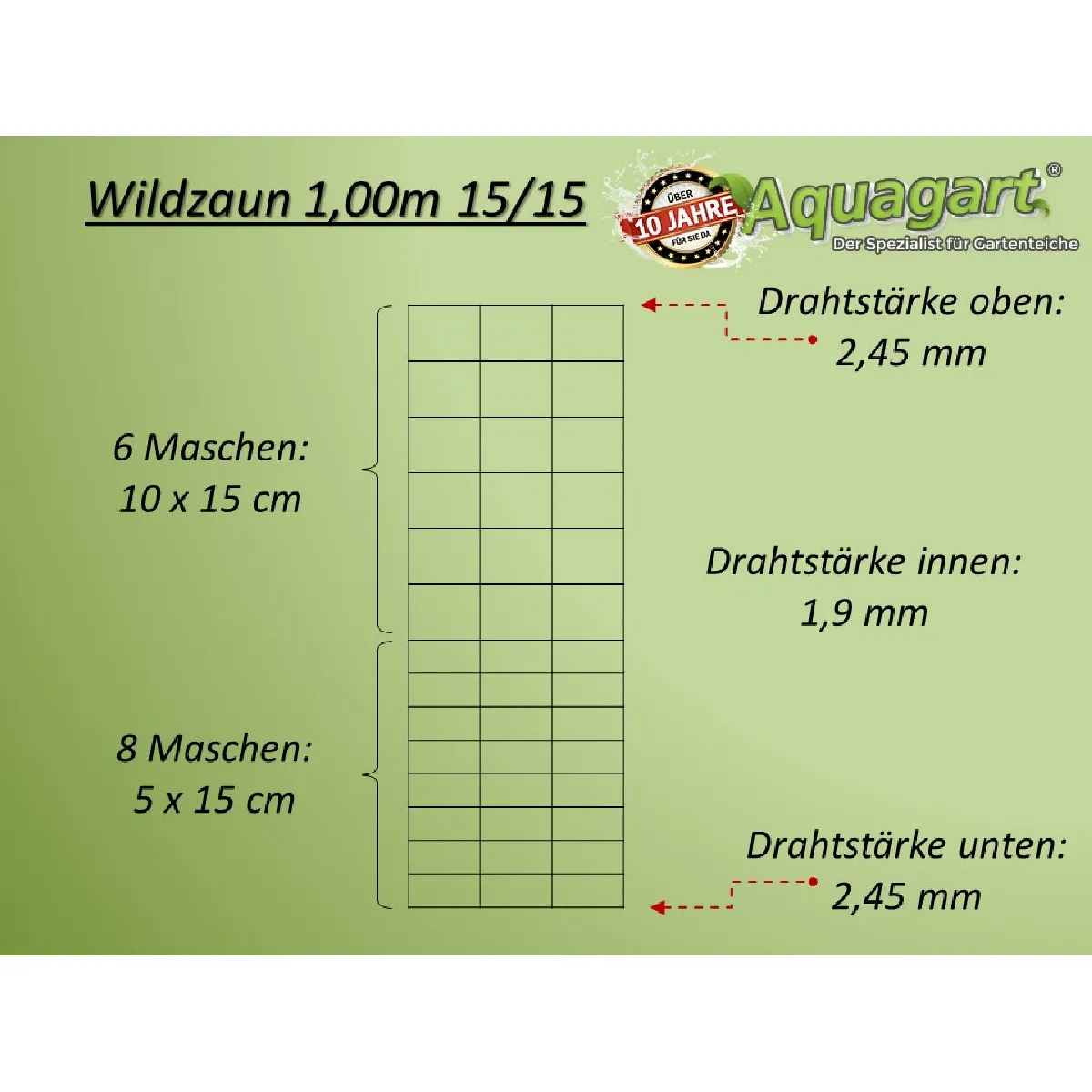 Aquagart 350 m clôture de protection , clôture forestière, clôture de pâturage 100/15/15 + poteaux de clôture à profil en Z