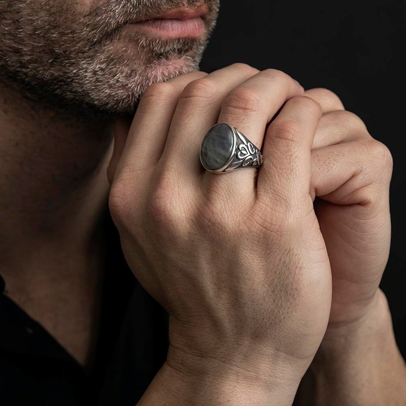 Bague Homme Symbol Argent Labradorite
