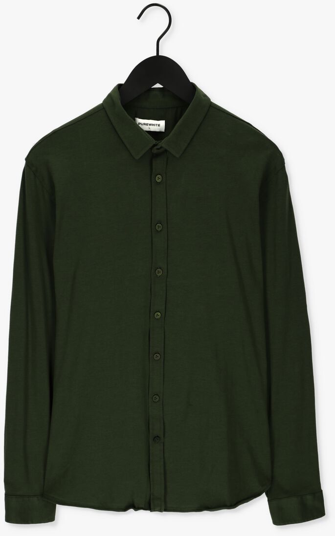 PUREWHITE donkergroene purewhite casual overhemd essential shirt jersey ls