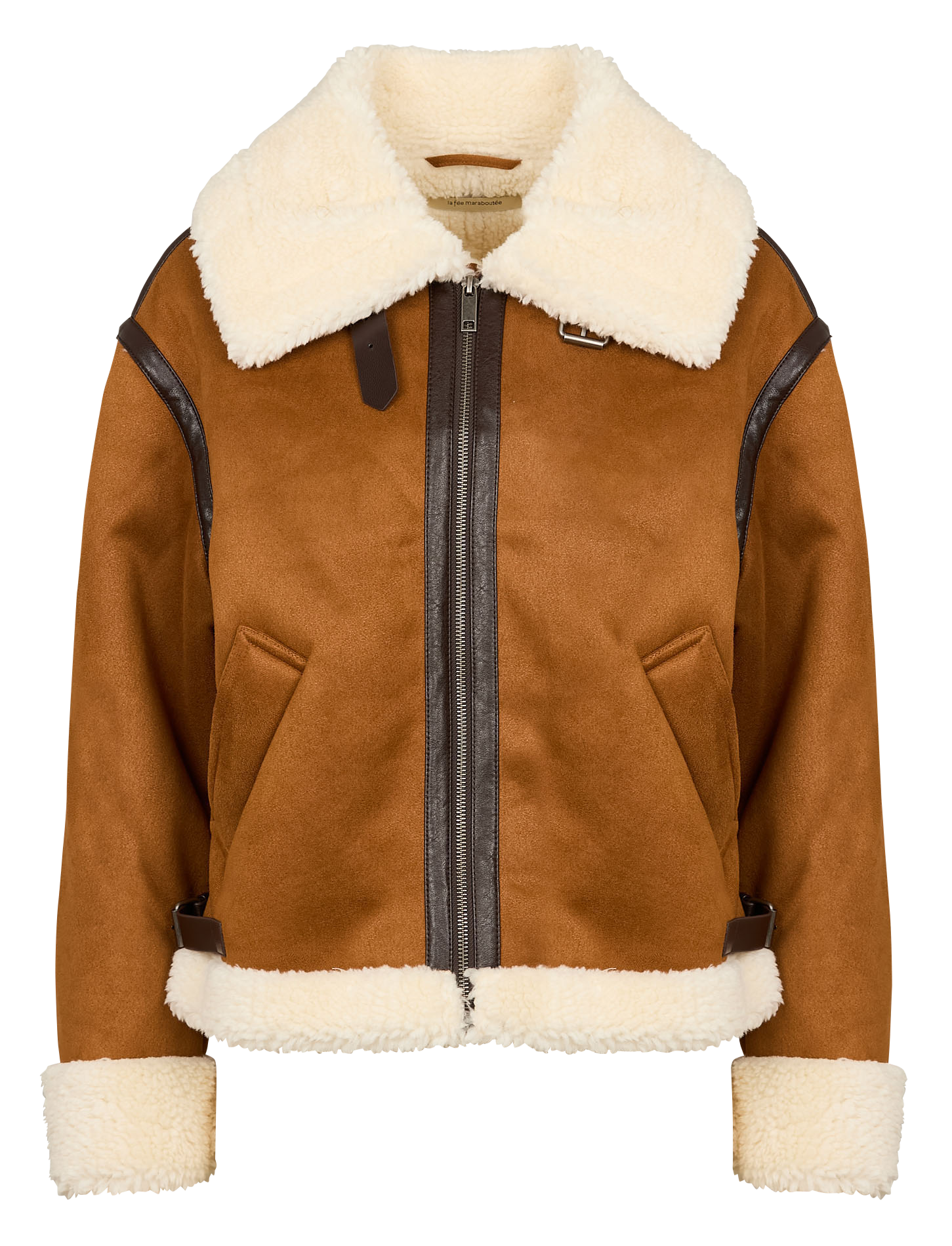 Blouson bombardier effet cuir velours| Marron