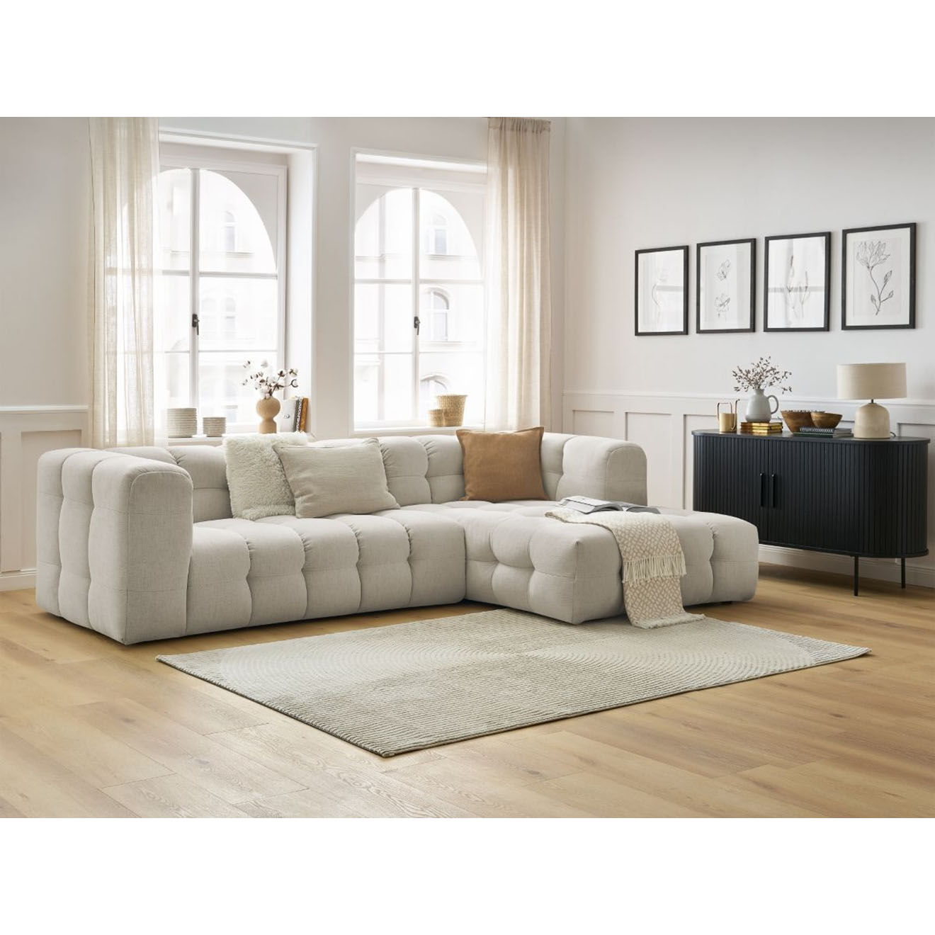 Bobochic Canapé d'angle droit cloud beige - 288x184x75 cm