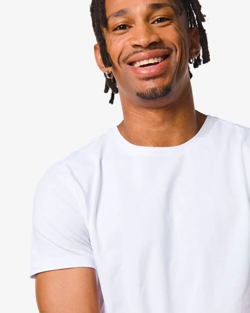 t-shirt homme slim fit col rond blanc