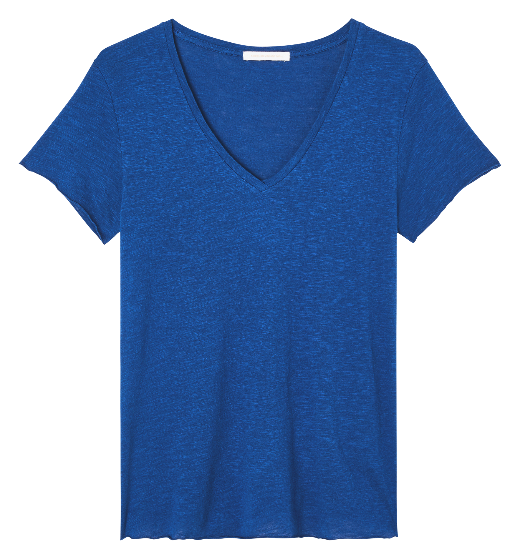 JACKSONVILLE - Tee-shirt droit col V en coton mélangé | Bleu
