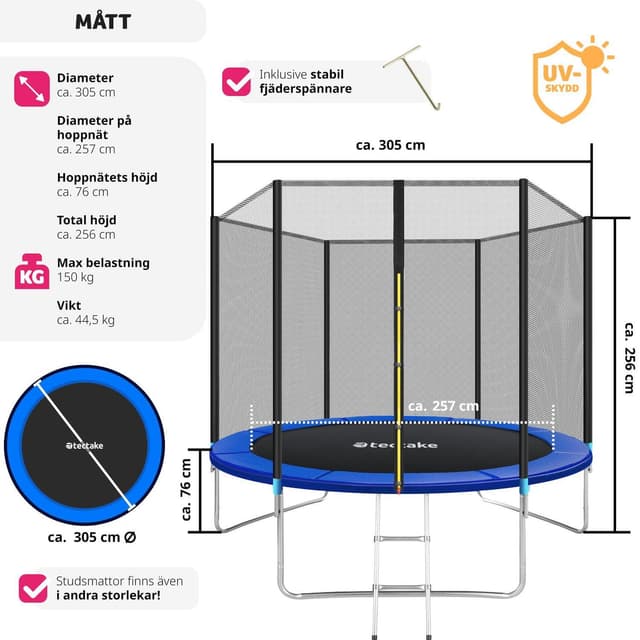 Trampolin med sikkerhedsnet