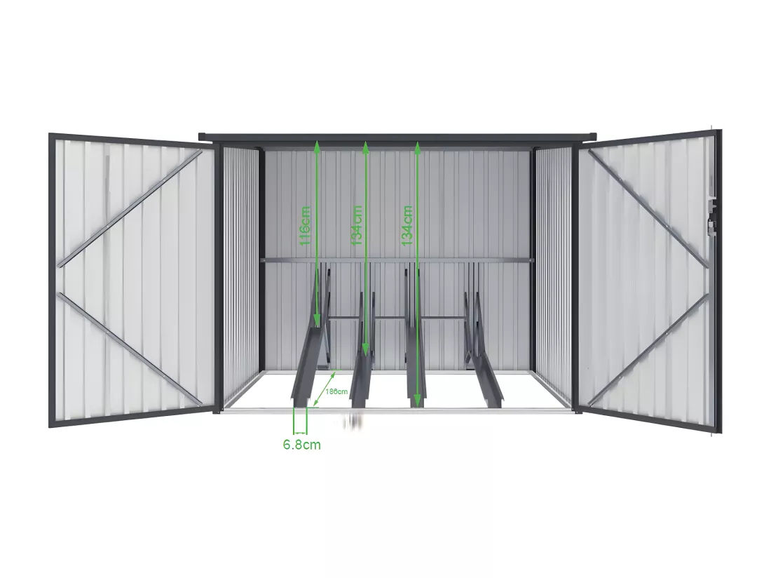 Abri à vélo métal en acier galvanisé gris anthracite 4 m² pour 4 vélos - NIKI