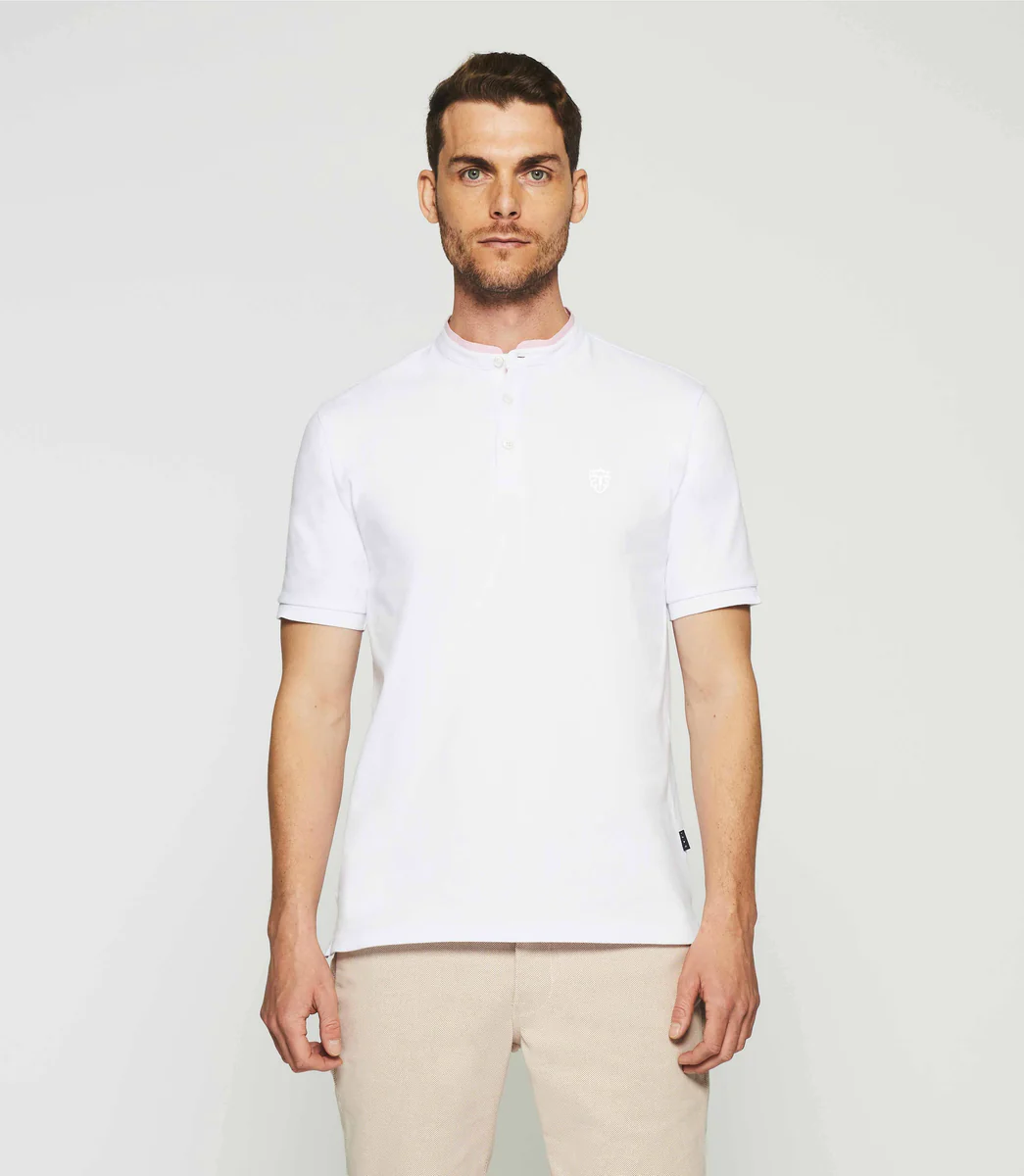 Polo uni col mao blanc GASPAR
